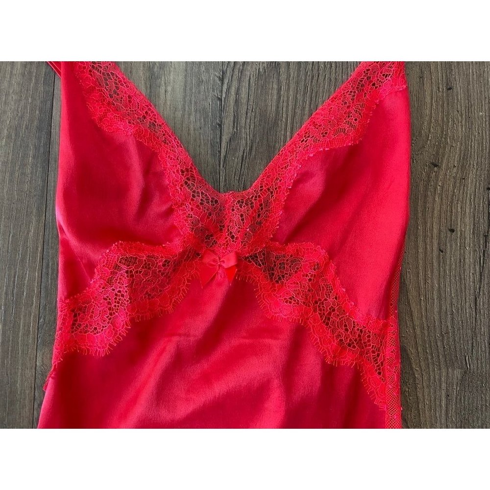 Victoria's Secret Strappy Red Lace Chemise Slip Dress Nightgown Women's Small S - Picture 3 of 6
